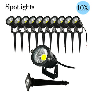 Solar spotlight set – outdoor LED garden lights with ground stakes for bright pathway and landscape lighting